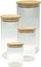 Fackelmann Nature Pots de conservation en verre set, 4 pièces, avec couvercles en bambou, 0,9L - 2L