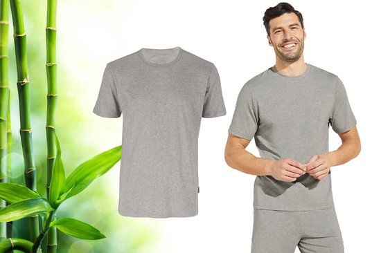 Bamboe Heren T-Shirt - Grijs - XXL - Ronde Hals - Casual Fit