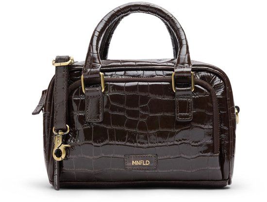 Manfield Bruine lakleren croco handtas
