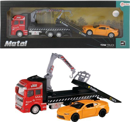 Toi-Toys Sleepwagen Met Auto Metal Rood/oranje
