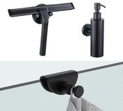 Fortifura Calvi accessoireset - glaswisser - zeepdispenser - handdoekhaak - mat zwart