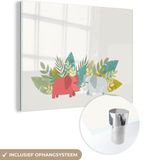 MuchoWow® Glass Painting 120x90 cm - Acrylic Glass Painting - Illustration of Two Elephants in Pastel Colors - Photo on Glass - Paintings