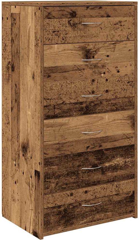 vidaXL Dressoir met 6 lades 50x34x96 cm bewerkt hout oud houtkleurig