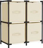 vidaXL Opbergkast met 4 stoffen manden 63x30x71 cm staal crèmekleurig