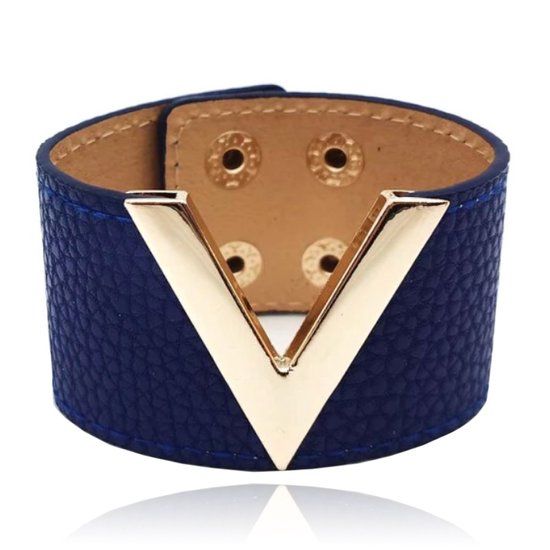 LGT JWLS Brede Dames Armband Verstelbaar Goudkleurig en Blauw