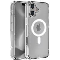 Phonillico® Case voor iPhone 16 - Transparant siliconen met geïntegreerde magnetische cirkel