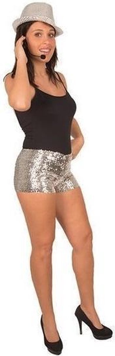 - Hotpants met pailletten zilver voor dames