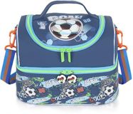 Sac isotherme - Avec deux compartiments et bandoulière réglable - Pour boîte à lunch enfants filles et garçons - Design football