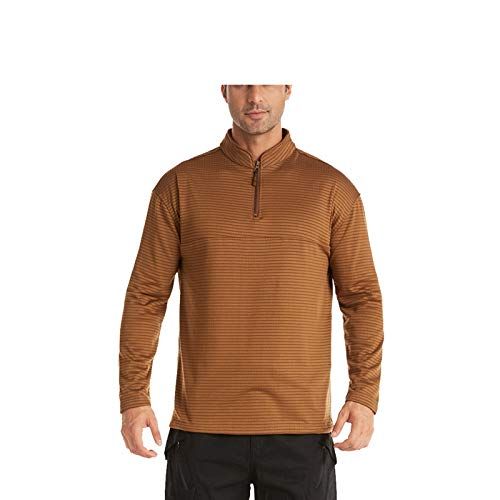 GAOHONGMEI Heren Bottoming Shirt Sweatshirt Trui Lange Mouwen Rits Hals Trui Casual Werk Trui Sport Running Top Khaki-XXXL