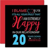 Grappige China Anniversary Card voor Man Vrouw - Uw schuld Ik ben Extreem Gelukkig - Gelukkig 20e Huwelijksverjaardag Kaart voor Partner, 145mm Wenskaarten Verjaardagen