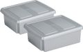Sunware set van 2x opslagboxen kunststof 17 liter lichtgrijs 45 x 36 x 14 cm met afsluitbare deksel