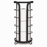 BROOKSTONE, Trending zwarte toiletpapierhouder, vrijstaande badkamer tissue organizer, minimalistische opbergoplossing, modern en stijlvol ontwerp [houdt MEGA Rolls]
