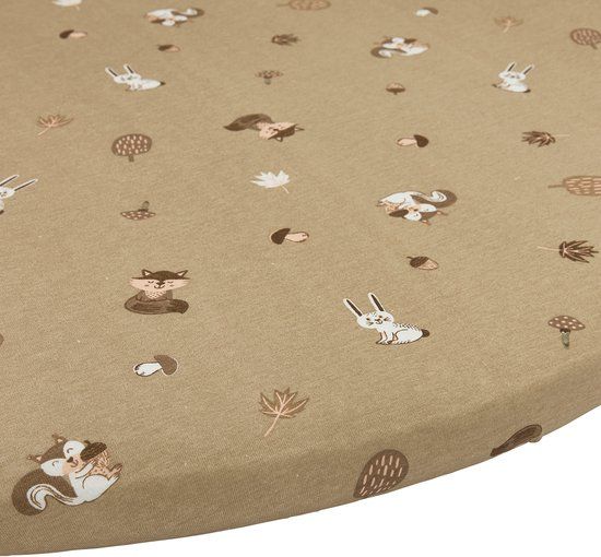 Meyco Baby Forest Animals Hoeslaken Boxmatras Rond - Sand - 90/95cm