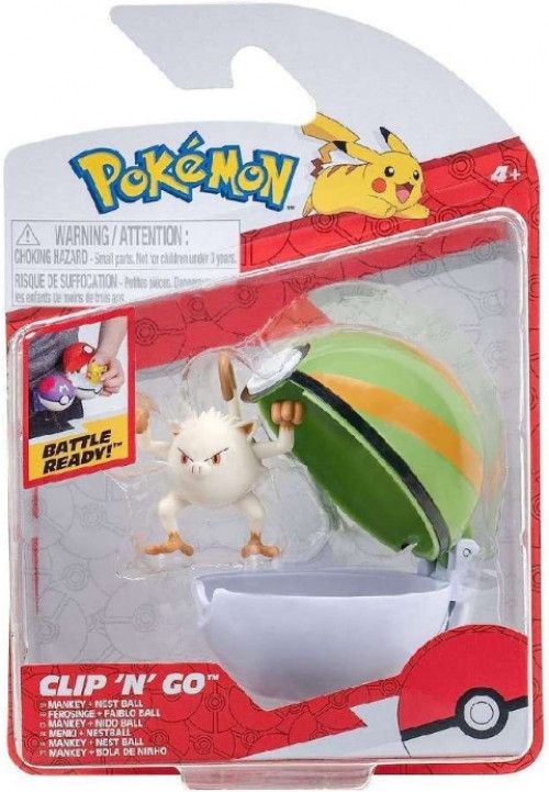 Pokemon Figure - Mankey + Nest Ball (Clip 'n' Go)