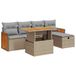 vidaXL 6-delige Loungeset met kussens, polyrattan, beige