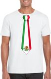Bellatio Decorations Shoppartners Bv Wit t-shirt met Mexicaanse vlag stropdas heren - Mexico supporter L