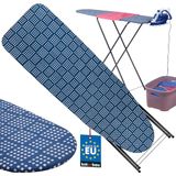 KOTARBAU® Inklapbare Strijkplank - Verstelbare Strijkplank 118 x 36 cm - Strijkplank voor Stoomgenerator - Blauw Vierkantpatroon