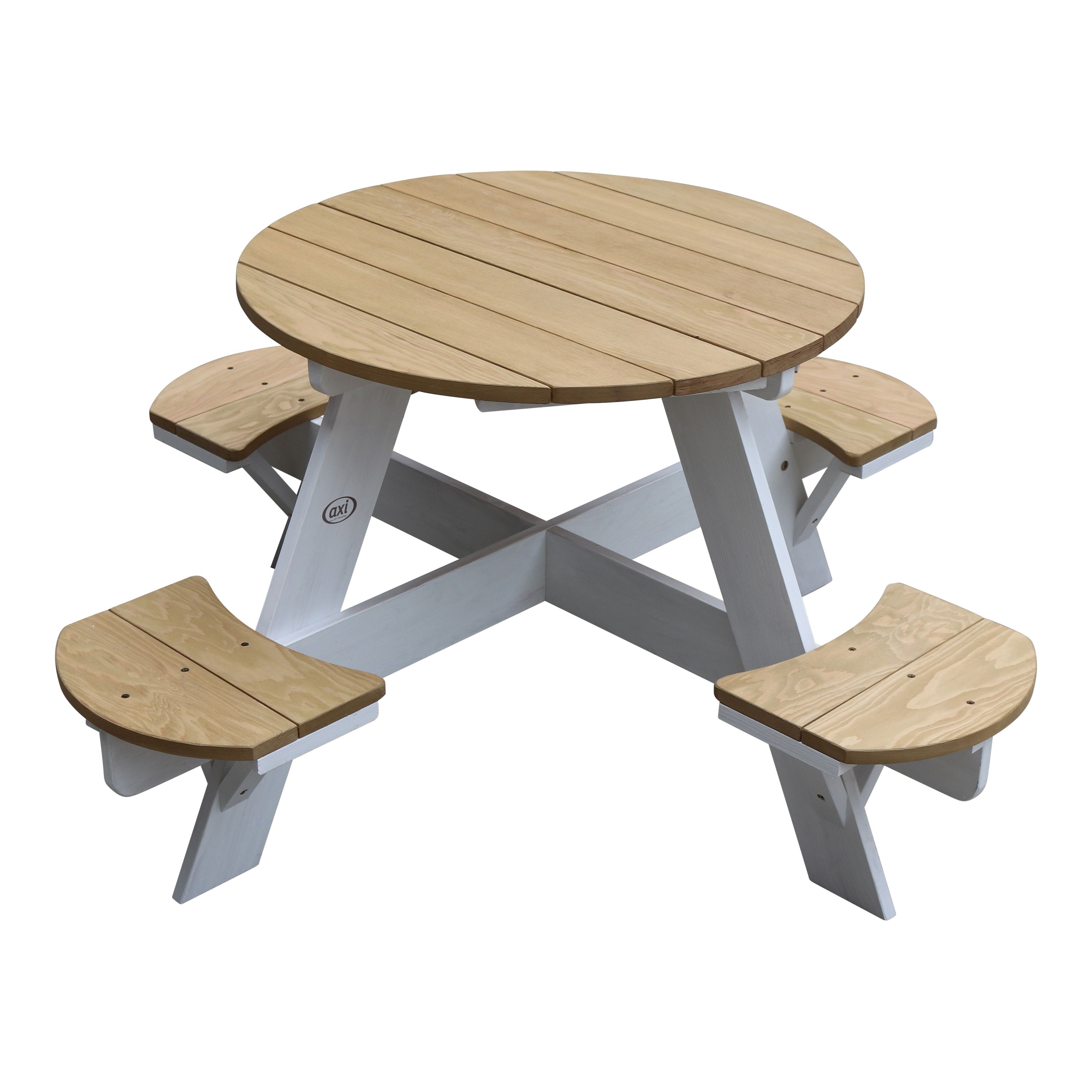 AXI UFO Picknicktafel Rond - Bruin/Wit - Hout - 120x120x56 cm