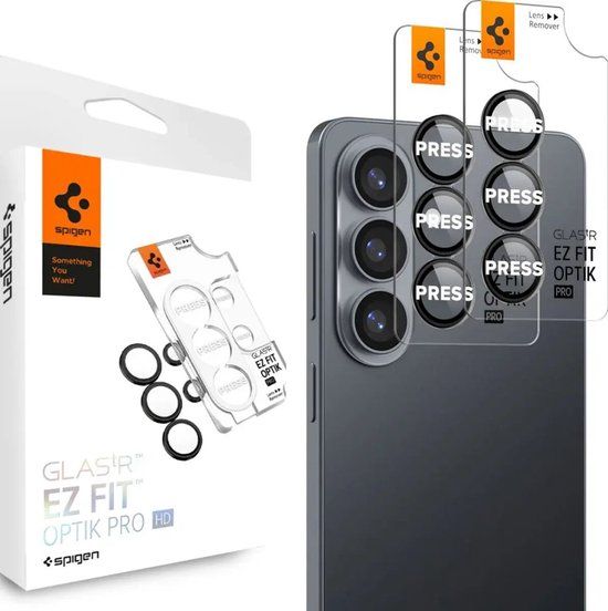 Spigen Camera Lens Protector Geschikt voor Samsung Galaxy S26 - Glas.tR EZ Fit Optik Pro - 9H Tempered Glass - Gemakkelijke Installatie - Zwart 2-Pack