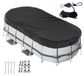 Couverture de piscine ovale avec accessoires de fixation