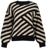 Geisha Trui Met Streepdessin 54570 29 Sand/black Dames Maat - 3XL