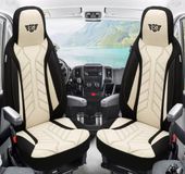 Bremer Sitzbezüge Premium Camper stoelhoezen voor Carado T 348 PLKT207 in Zwart/Beige (2 losse stoelen)