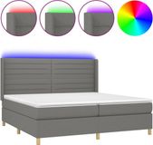 vidaXL Boxspringbed met matras en LED-verlichting, donkergrijs, 200x200 cm, stof