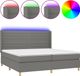 vidaXL Boxspringbed met matras en LED-verlichting, donkergrijs, 200x200 cm, stof