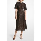 Michael Kors Robe midi en dentelle imprimé guépard Noir