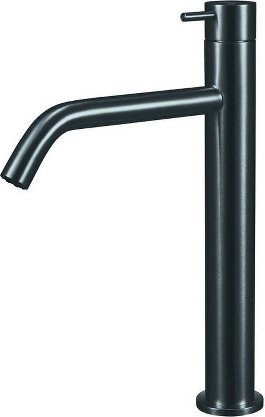 Qisani Flow Verhoogde Wastafelkraan Gun Metal Zwart - 28.5cm Hoog