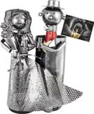 Brubaker Flessenhouder voor champagne of champagne - bruidspaar metalen sculptuur met wenskaart