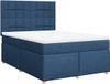 vidaXL Boxspring met matras stof blauw 140x190 cm
