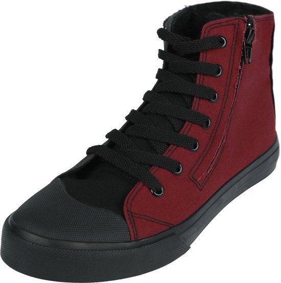 R.E.D. Rock-Engineered Design Zwart/Rode Hoge Sneaker met Rits - Unisex - EU38