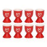 Merkloos / Sans marque Wurm Eierdopje met hartje - 8x - rood - keramiek - 6 x 5 cm