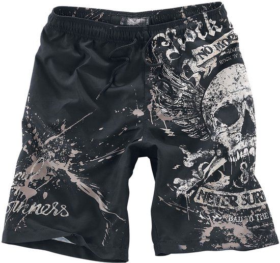 Rock Rebel by EMP Zwarte zwembroek met rocky print - Heren - XL