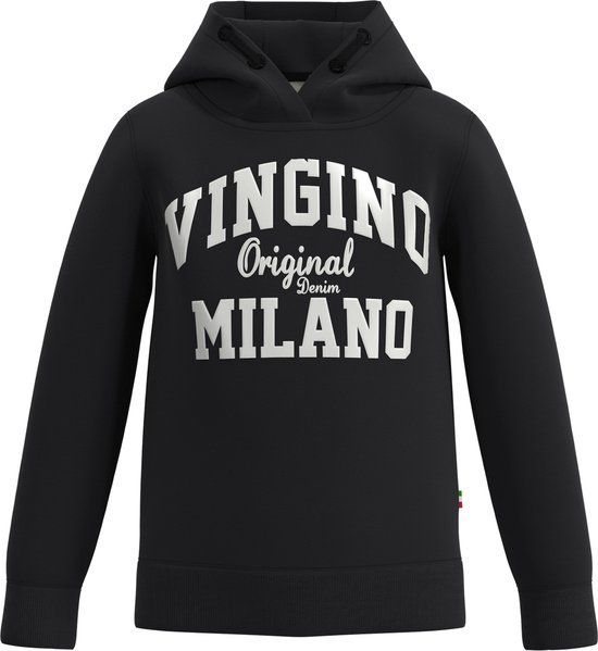 Vingino HOODY-CLASSIC-LOGO Jongens Trui - Deep Black - Maat 176