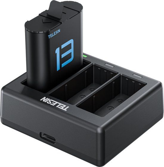 Telesin Oplader voor 3 batterijen + 2x accu voor GoPro 13