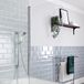Orno Set de barre de glissement chromé et blanc moderne avec douchette, tuyau de douche de 175 cm et un coude de raccordement intégré