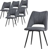 ML-design Eetkamerstoel set van 6 grijs gestoffeerd