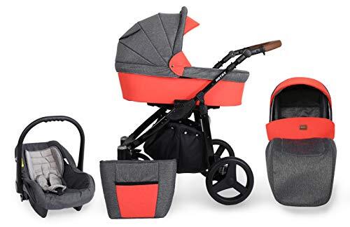 Lux4Kids Kinderwagen 3in1 2in1 Isofix kinderwagen set + accessoires Kleurselectie Rotax Black van ChillyKids Orange 011 2in1 zonder autostoel