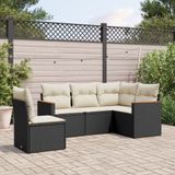 Maison Exclusive - Ensemble de meubles de jardin 5 pièces avec canapé et coussins, noir, en polyrotin