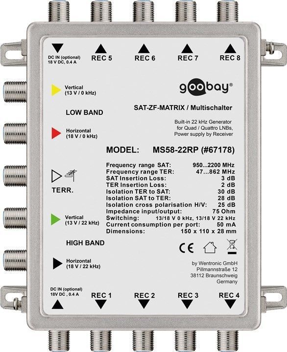 Goobay 67178 Multischakelaar voor satelliet