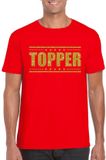 Bellatio Decorations Shoppartners Bv Rood Topper shirt in gouden glitter letters heren - Toppers dresscode kleding L