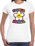 Bellatio Decorations Shoppartners Bv Jaren 60 Flower Power verkleed shirt wit met emoticon bloem dames - Sixties/jaren 60 kleding XS
