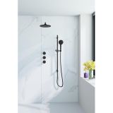 Fortifura Nebbio inbouw regendoucheset – 35 cm gebogen wandarm – 1-stands ronde handdouche – gladde slang – zwart mat
