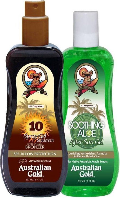Australian Gold SPF10 + BRONZER + SOOTHING GEL - 2-pack
