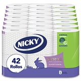 Nicky Supreme Toiletpapier, 42 rollen, 3-laags, 160 diensten per rol, onweerstaanbare zachtheid, gemakkelijk te openen verpakking, 100% FSC-gecertificeerd papier