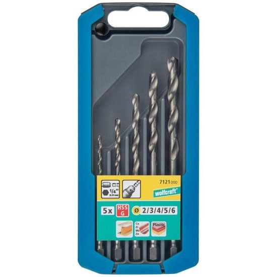 wolfcraft Metaalboor Set - HSS - Zeskantschacht - Ø 2–6 mm - 5 delig