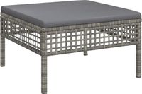 vidaXL Tuinvoetenbank met kussen poly rattan grijs