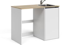 Vicco Wasmachinekast Viktor, Wit/Artisanaal eiken, 113.6 x 88.2 cm met wastafel en kraan